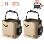 1-2PCS 8/13L Multi-Purpose Collapsible Fishing Bucke Water Pail  Durable Portable Handheld Bucket With Lid for Outdoor Camping