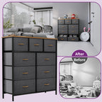 YITAHOME 9 Drawer Wide Fabric Dresser with Easy Pull Handles Sturdy Steel Frame for Bedroom Kids Room Closet Storage