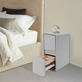 20CM Wide Bedroom Bedside Table with Cream Style Multifunctional Storage, Double Drawers Simple and Modern - Light Gray