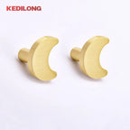 KEDLO Solid brass children's room cute moon shaped knob kitchen cabinet drawer pull handle