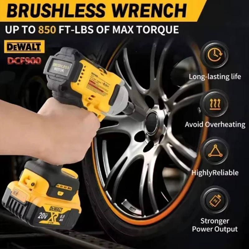 DEWALT DCF900 kit 1/2 inch brushless cordless high torque impact wrench, 1396N. M, power tool DEWALT 20V battery charger