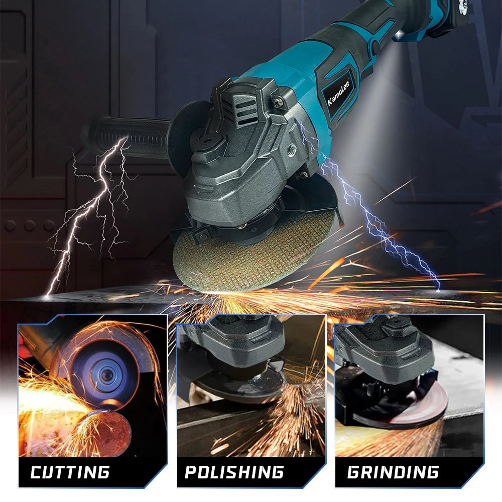 Kamolee M10 100MM 18500RPM Brushless Cordless Angle Grinder 3 Speed Cutting Power Tools Apply to 18V 21V Battery