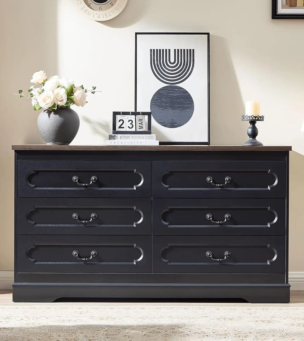 5 Drawer Dresser for Bedroom Farmhouse Cherry Wood Chest of Drawers for Bedroom Dresser, Rustic Wide Drawers Dressers