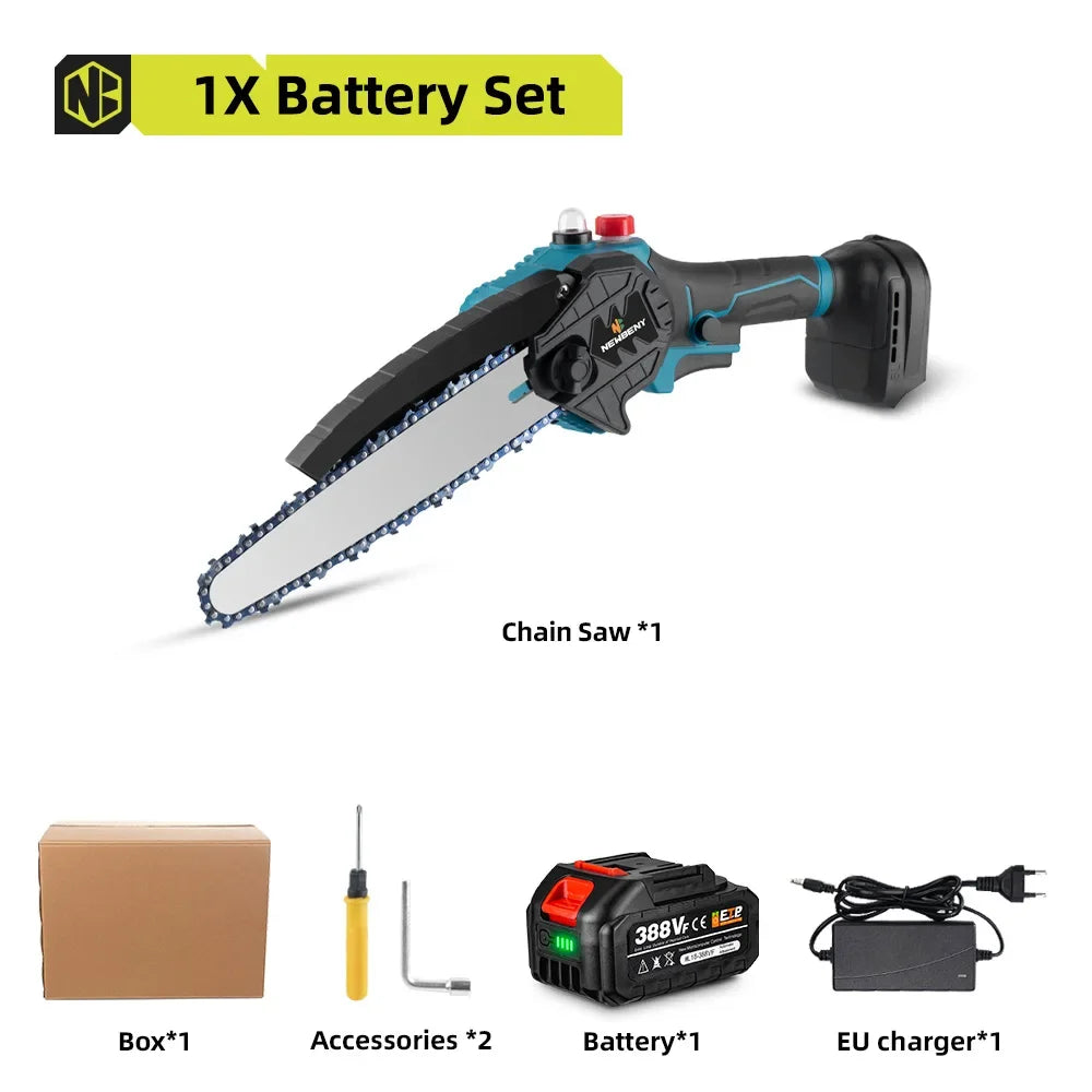 NEWBENY 8 Inch Brushless Electric Saw With Oiler Cordless Woodworking Garden Pruning Saw Power Tools For Makita 18V Battery Pin