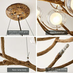 Resin Tree Branch Glass Bubble LED Pendant Chandelier for Retro Home Decor