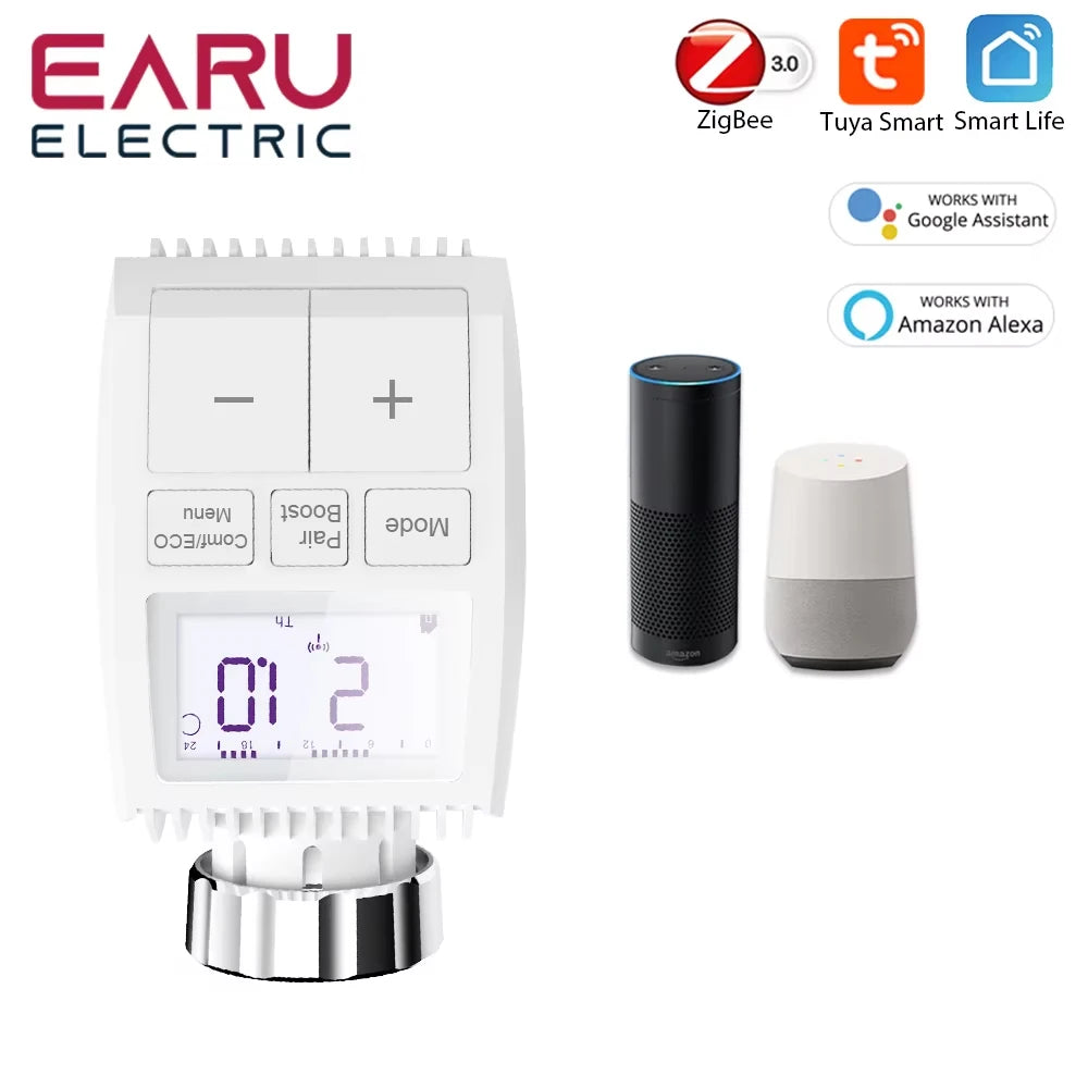Tuya Smart ZigBee Radiator Actuator TRV Programmable Thermostatic Radiator Valve App Remote Temperature Controller Support Alexa