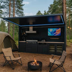 Customized  Outdoor Kitchen Unit BBQ Island Cart with Side Table Rolling Workstation Multi-Functional Patio Grill Station
