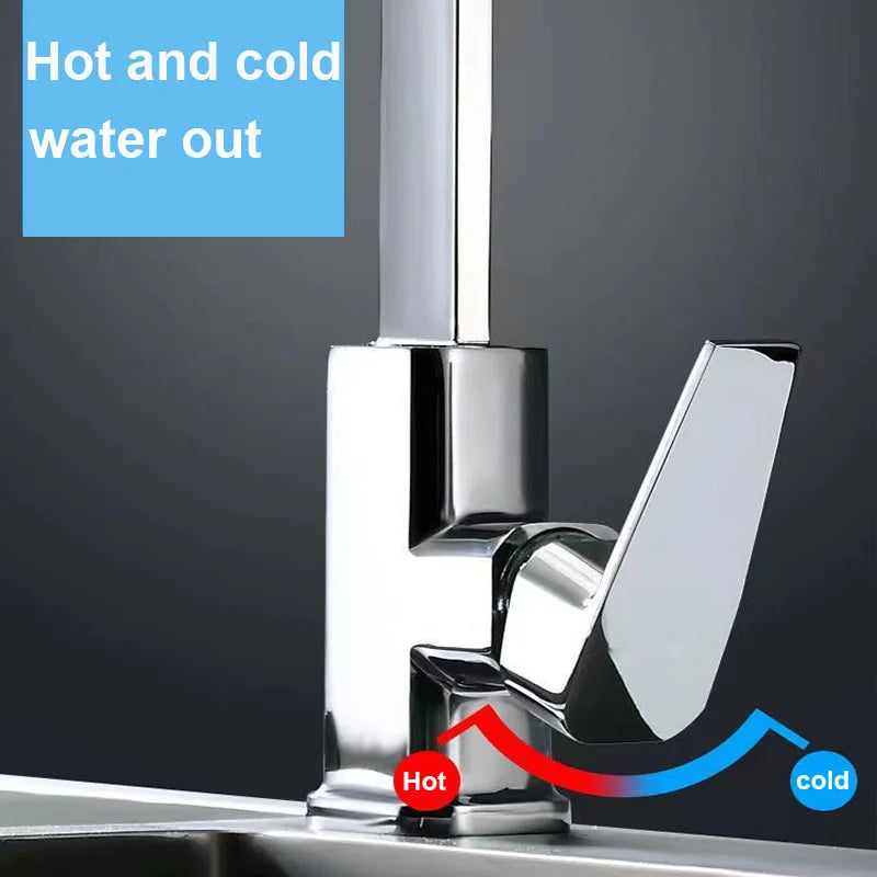Black/silver Kitchen Faucets 7-shaped Copper Alloy Kitchen Hot And Cold Mixing Faucet Single Handle Deck Mounted