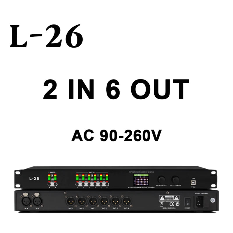 Paulkitson L-48 Professional Digital Audio Processor 4 IN 8 OUT 32-bit DSP Audio Speaker Management System Stage Performance