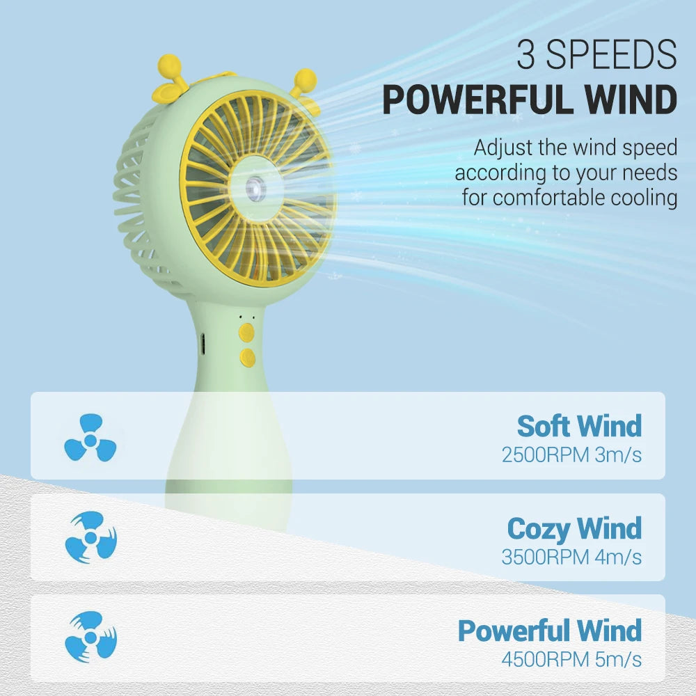Portable Handheld Fan Water Spray Mist Fan Mini Desktop Cooling Humidi