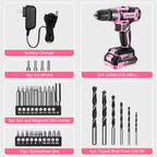 DEKO Pink Cordless Drill 20V - Electric Power Drill Set Tool for Women | AlluCanFind