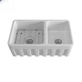 Farmhouse sink 33 inch kitchen sink double bowl 60/40 white ceramic refractory clay kitchen farm sink two pots