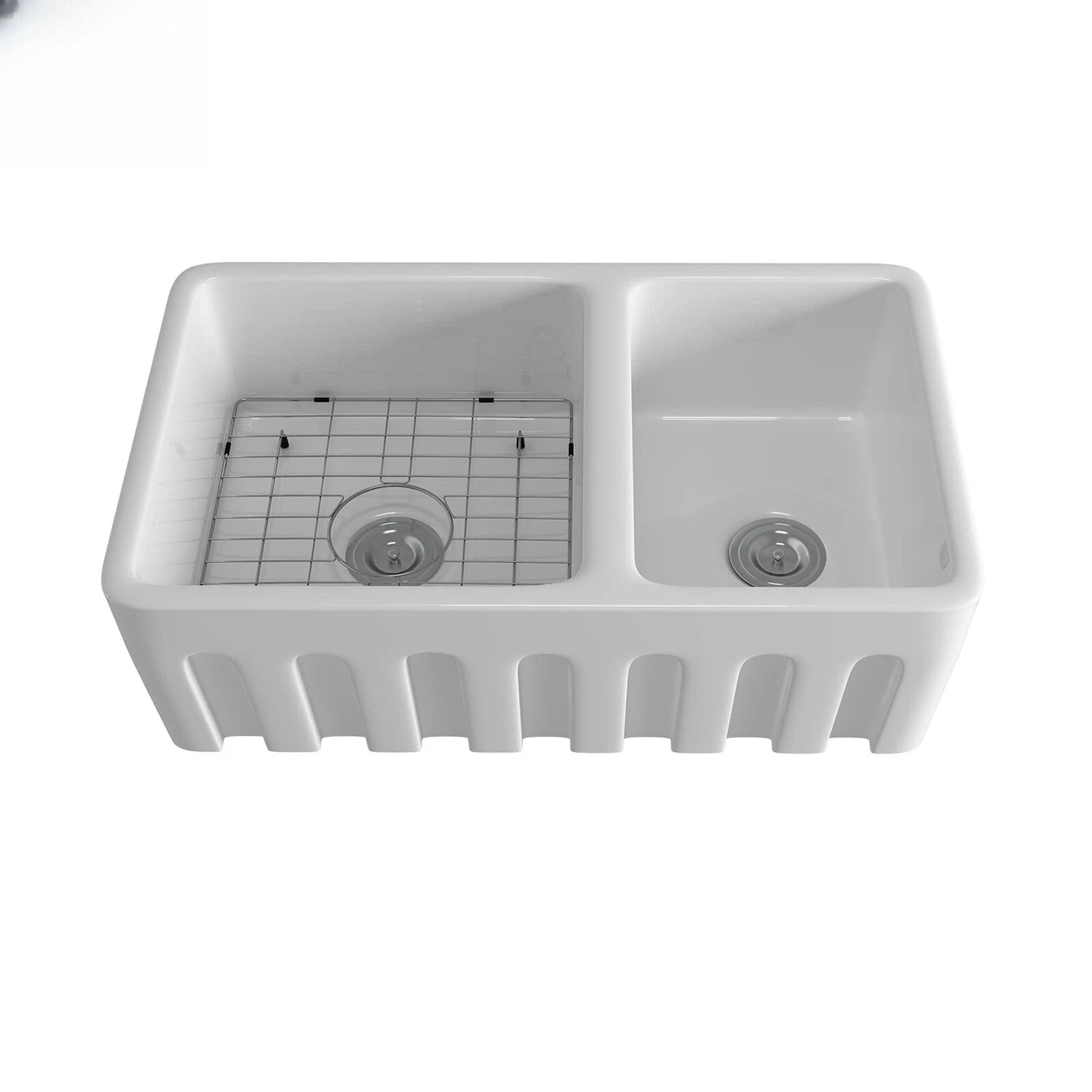 Farmhouse sink 33 inch kitchen sink double bowl 60/40 white ceramic refractory clay kitchen farm sink two pots
