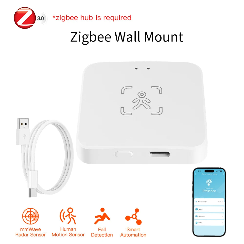 Tuya WiFi Zigbee Human Presence Sensor MmWave Radar Detector With Luminance Sensor For Smart Home Replace PIR Sensor