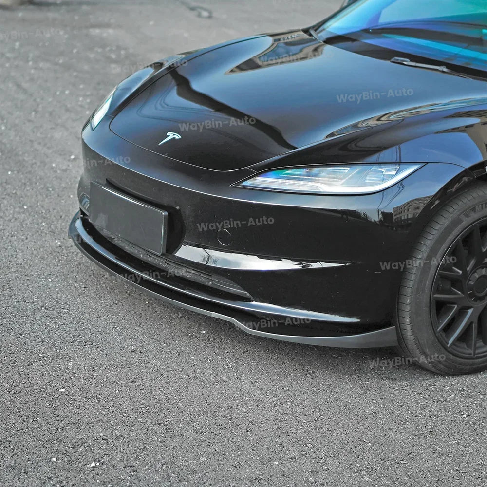For Tesla Model 3 Highland 2024 Front Lip DC Body Kit Gloss Black Carbon Sport Front Guard Trim Spoiler ABS Auto Accessories Car