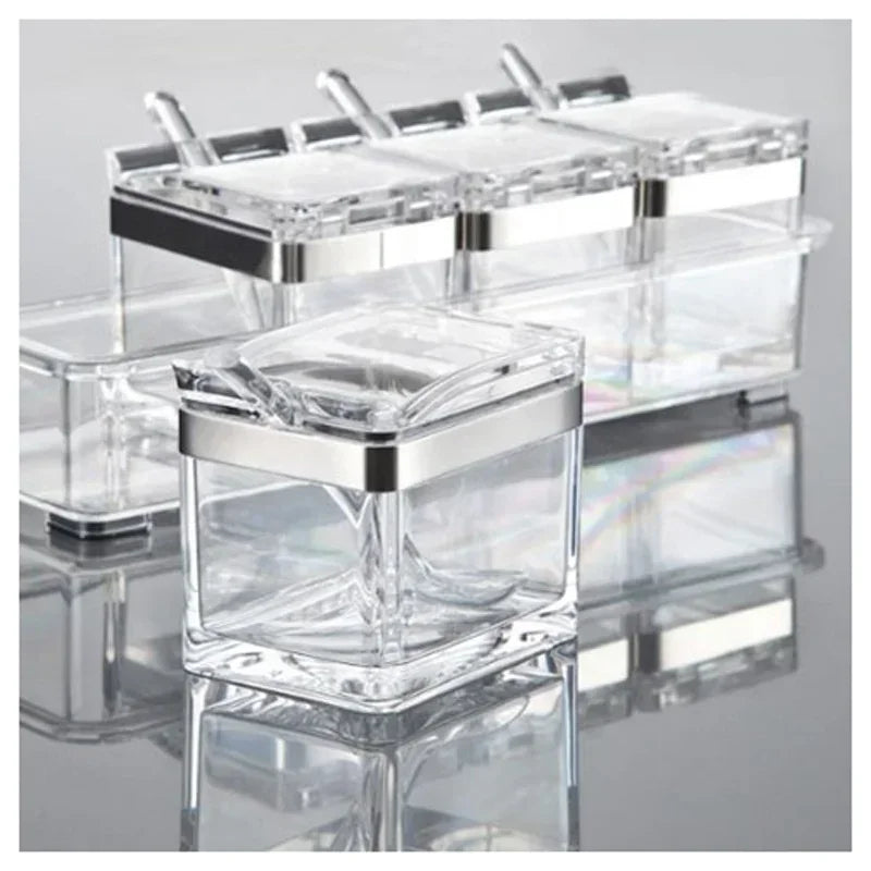 Kitchen Supplies Acrylic Seasoning Box Spice Jar Set Condiment Cruet Bottle Kitchen Organizer and Storage Container