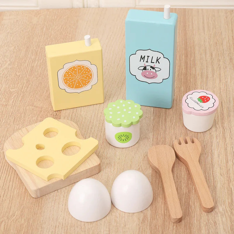 Wooden Pretend Play Food Kitchen Toys Classic Cutting Cooking Set Kids HousePlay Educational Imitation Game Toys for Girls Boys