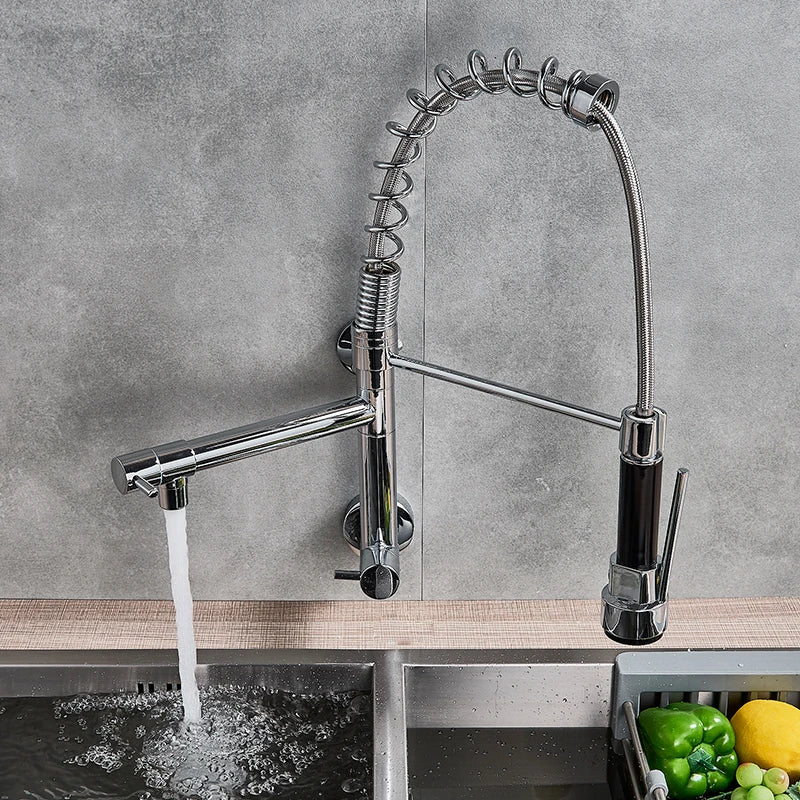 Only Cold Water  In-Wall Spring Kitchen Faucet Hand-Held Nozzle Kitchen Faucet Balcony Basin 360 Degree Rotating Kitchen Tap