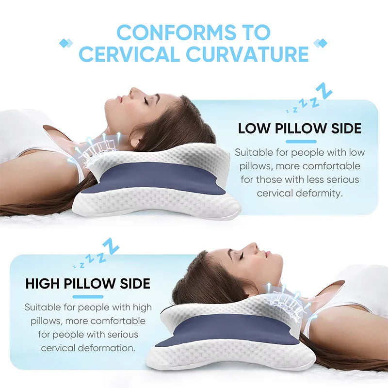 Memory Foam Pillow Cervical Pillow Relieves Neck Pain Contoured Ergonomic Orthopedic Neck Support Side Dorsal Stomach Sleepers