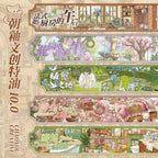 Kawaii Garden Tea Party 3D Ancient style kitchen Landscape Sticker  DIY Pocket Cabin Scene festival gift