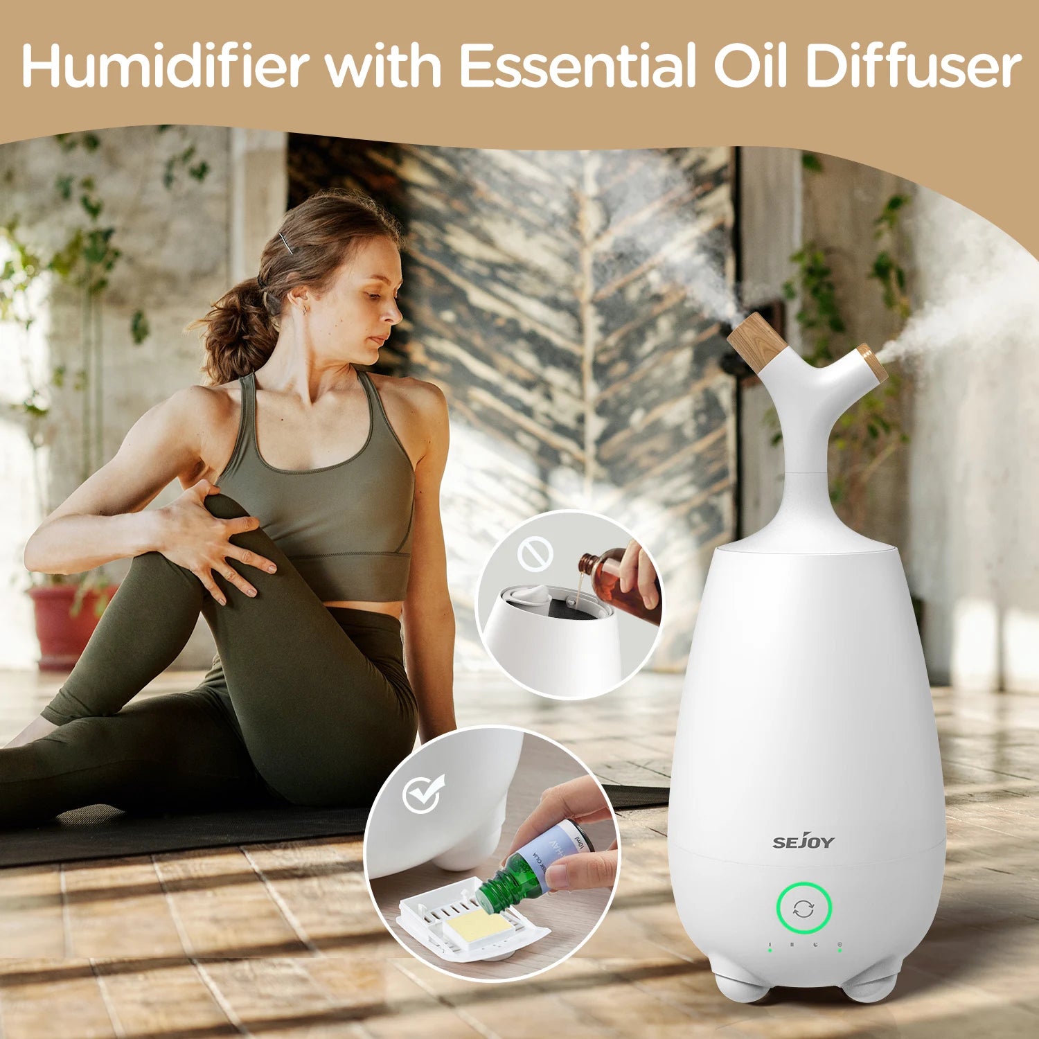 Sejoy Home Aromatherapy Air Humidifier Diffuser for Bedroom 5L Smart U