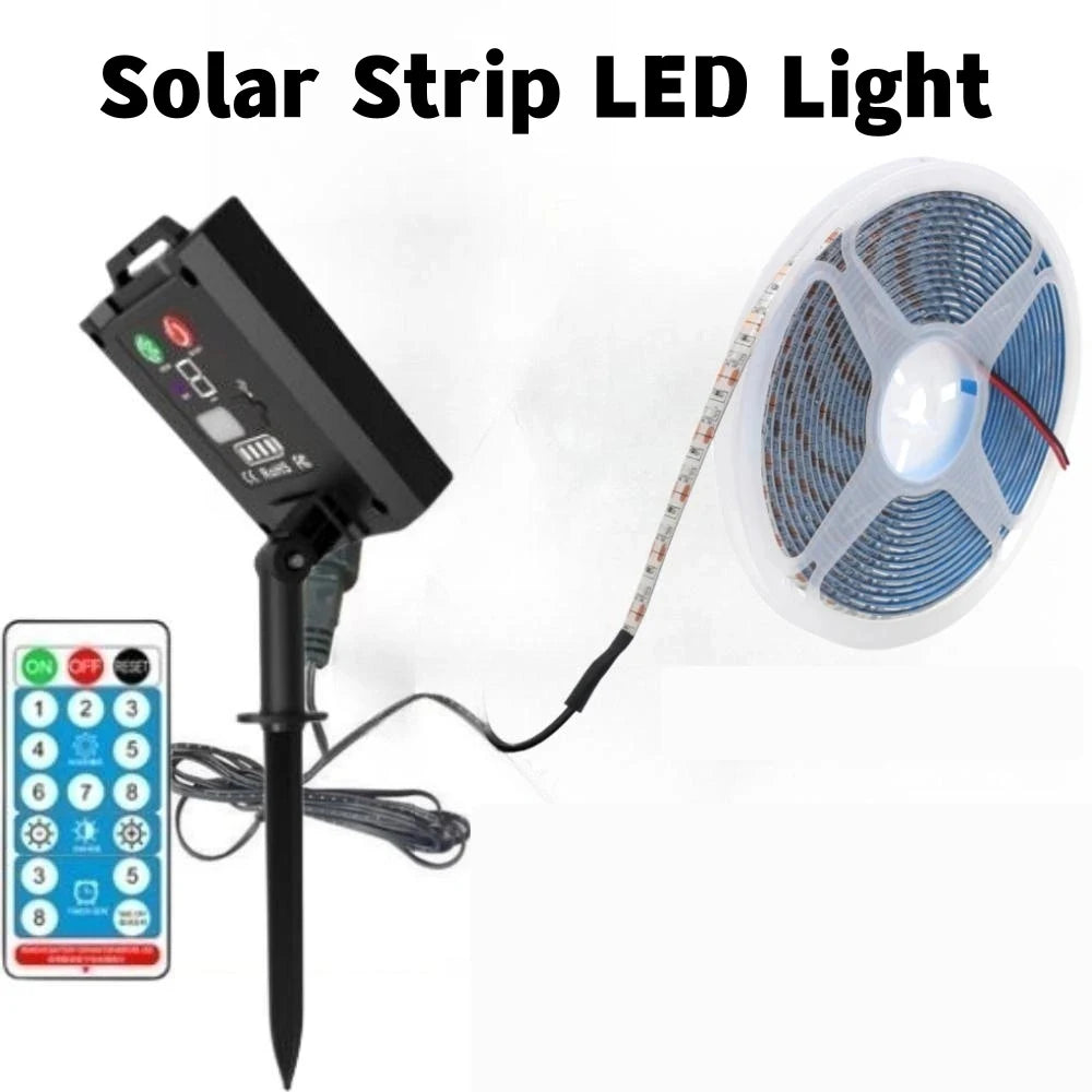 Solar LED Strip With Remote IP65 Waterproof 5V 2835 60Leds White/Warm White Flexible Ribbon Lamp Outdoor Courtyard Garden Light