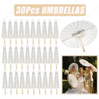 6-120Pcs 33inch Paper Umbrellas for Wedding Guest White Paper Parasol Umbrellas for Guests Wedding Photography Props with Fans