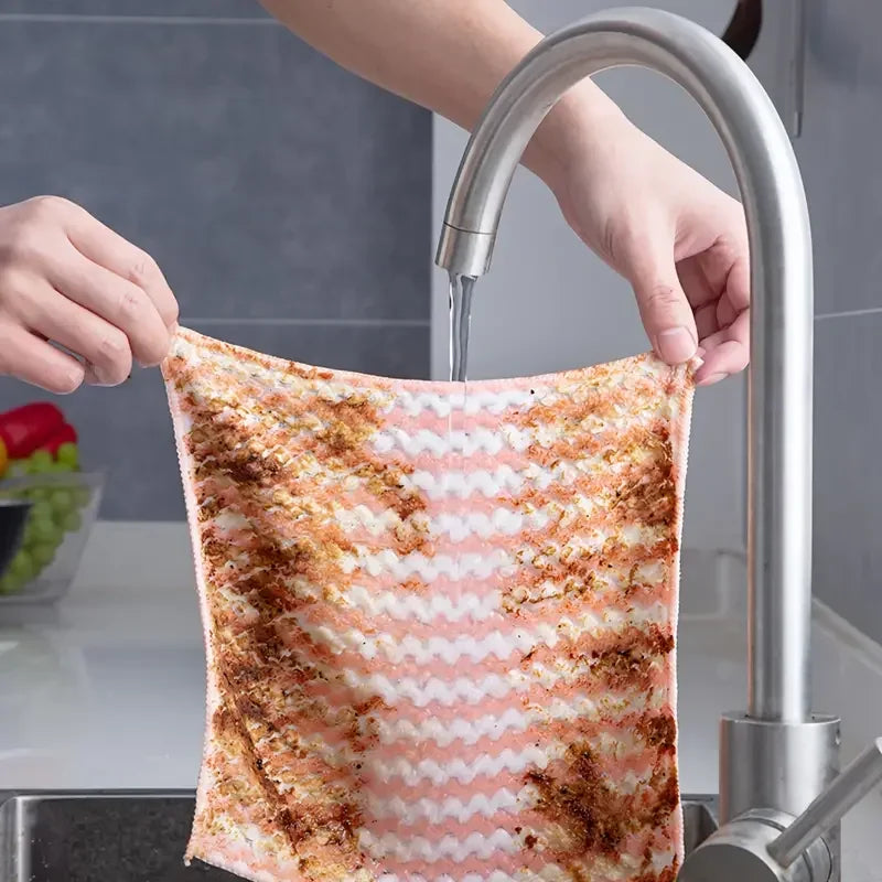 Microfiber Cleaning Cloth Velvet Thickened Dishcloths High Absorbent Scouring Kitchen Washing Dish Rags Household Wipe Towels