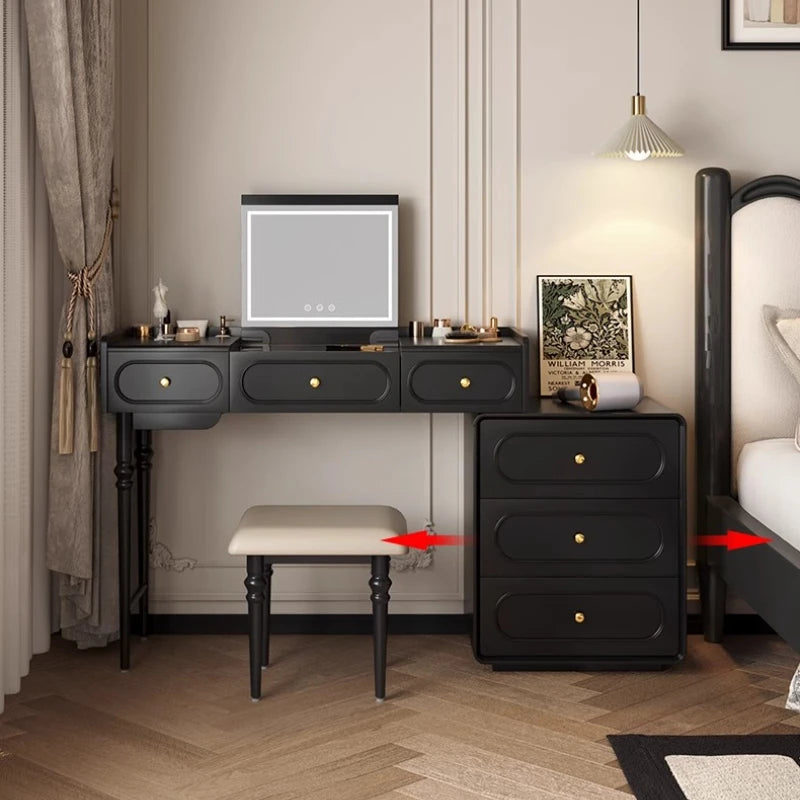Makeup Organizer Vanity Table Modern Decor Drawer Storage Dressing Table Aesthetic Light Mirror Dressers Bedroom