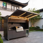Customized Luxury 304 Stainless Steel Modular Outdoor Kitchen Cabinet Set Sink All-In-One Dining Garden BBQ Grill Patio Cupboard