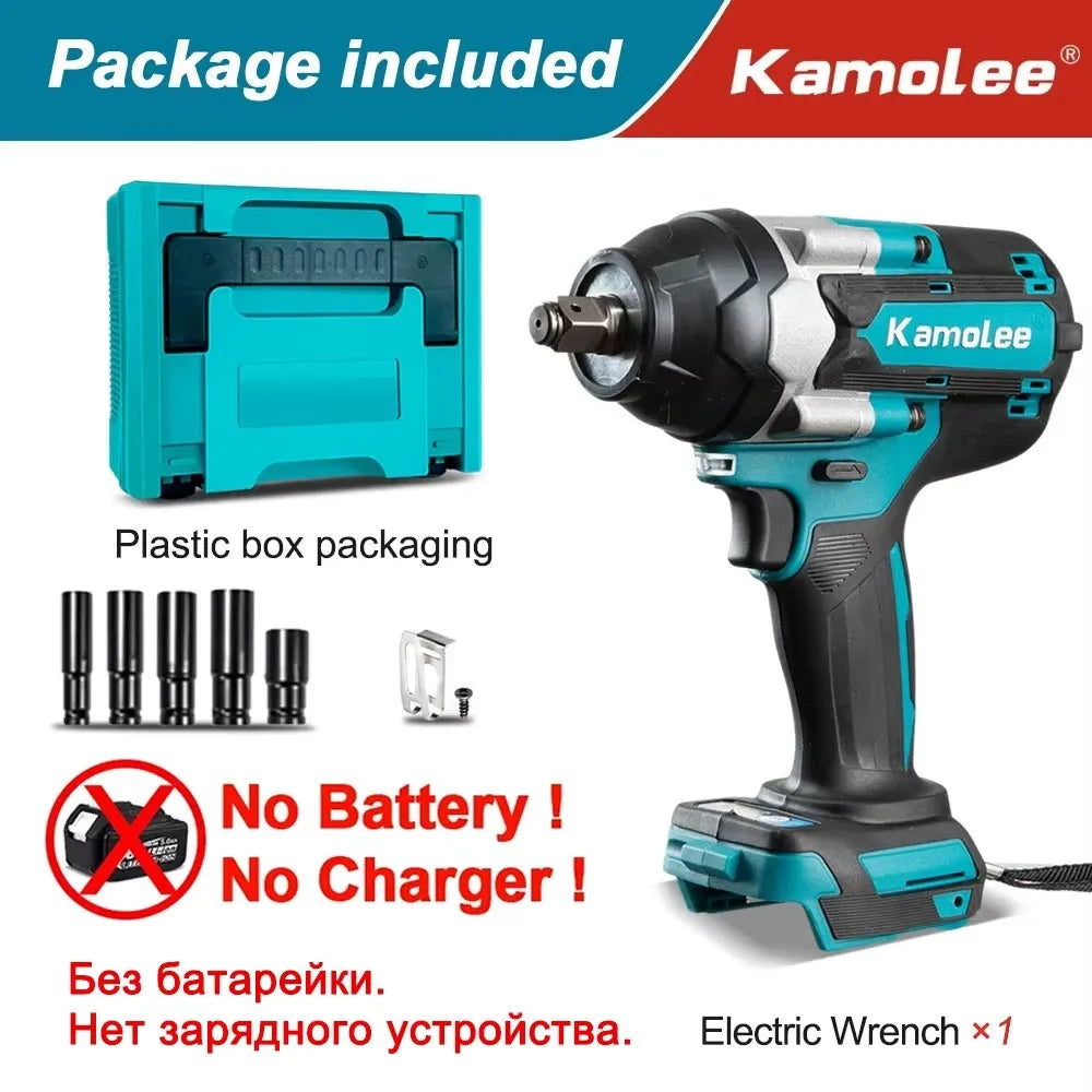 Kamolee 1800 N.M high torque wireless charging impact wrench 1/2inch brushless electric wrench compatible with Makita18V battery