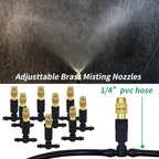 WUJIE 5M-30M Garden Irrigation Outdoor Misting Cooling System Watering 1/4'' Brass Atomizer Nozzles 4/7mm Hose Patio Greenhouse