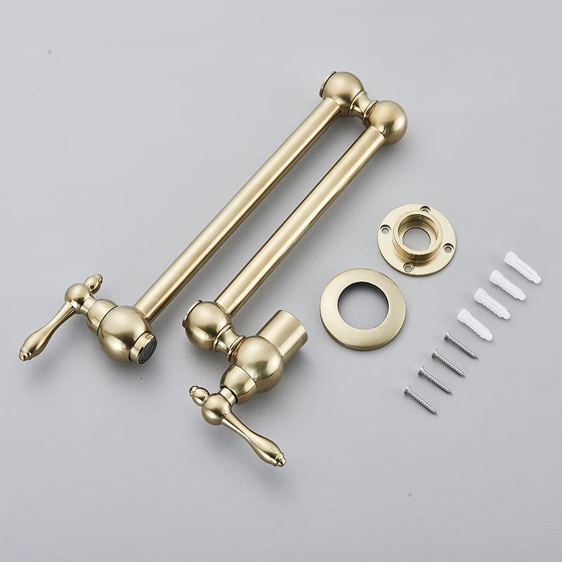 Baokemo Folding into the Wall Faucet 304 Stainless Steel Universal Rotation Faucet Kitchen Concealed Single Cold Faucet