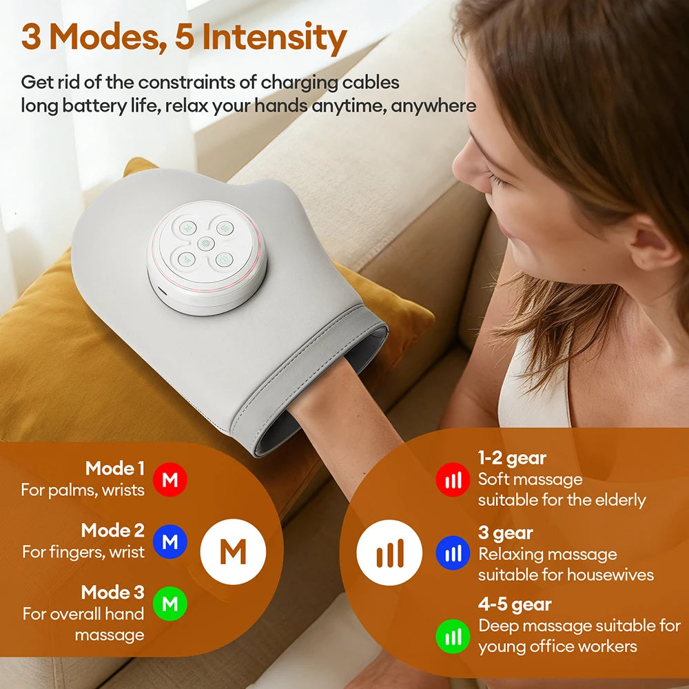 Electric Hand Massager Air Pressure Kneading Wrist Massager Airbag Compress Finger Massage Glove Acupoint Palm Finger masajeador