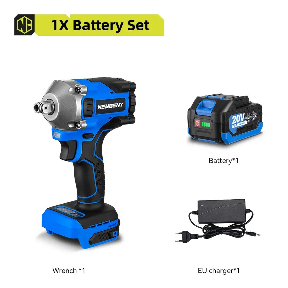 NEWBENY 1000N.m Brushless Electric Wrench 3 Gear Cordless Handheld Impact Wrench Driver Power Tool For Makita 18V Battery Pin