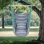 Distinctive Cotton Canvas Hanging Rope Chair with Pillows Green