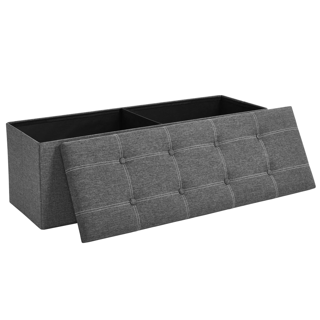 SONGMICS Storage Bench, Foldable Pouffe, 38 x 110 x 38 cm, End of Bed, Footrest, Storage Box, Load up to 300 kg, for Living Room