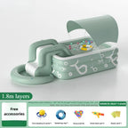 Summer family outdoor thickened inflatable swimming pool, float boat with sunshade, slide, family oversized water toys