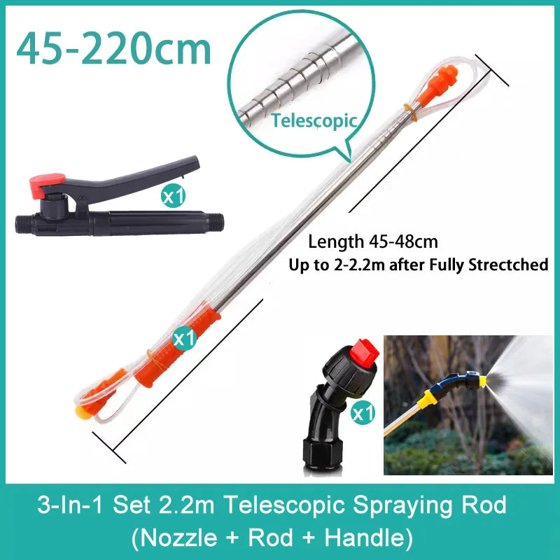 New Retractable 2.2/3.2m Spraying Rod For Hand Pressure Sprayer Outdoor Garden Pesticide Spray Tree Watering Can Accessories