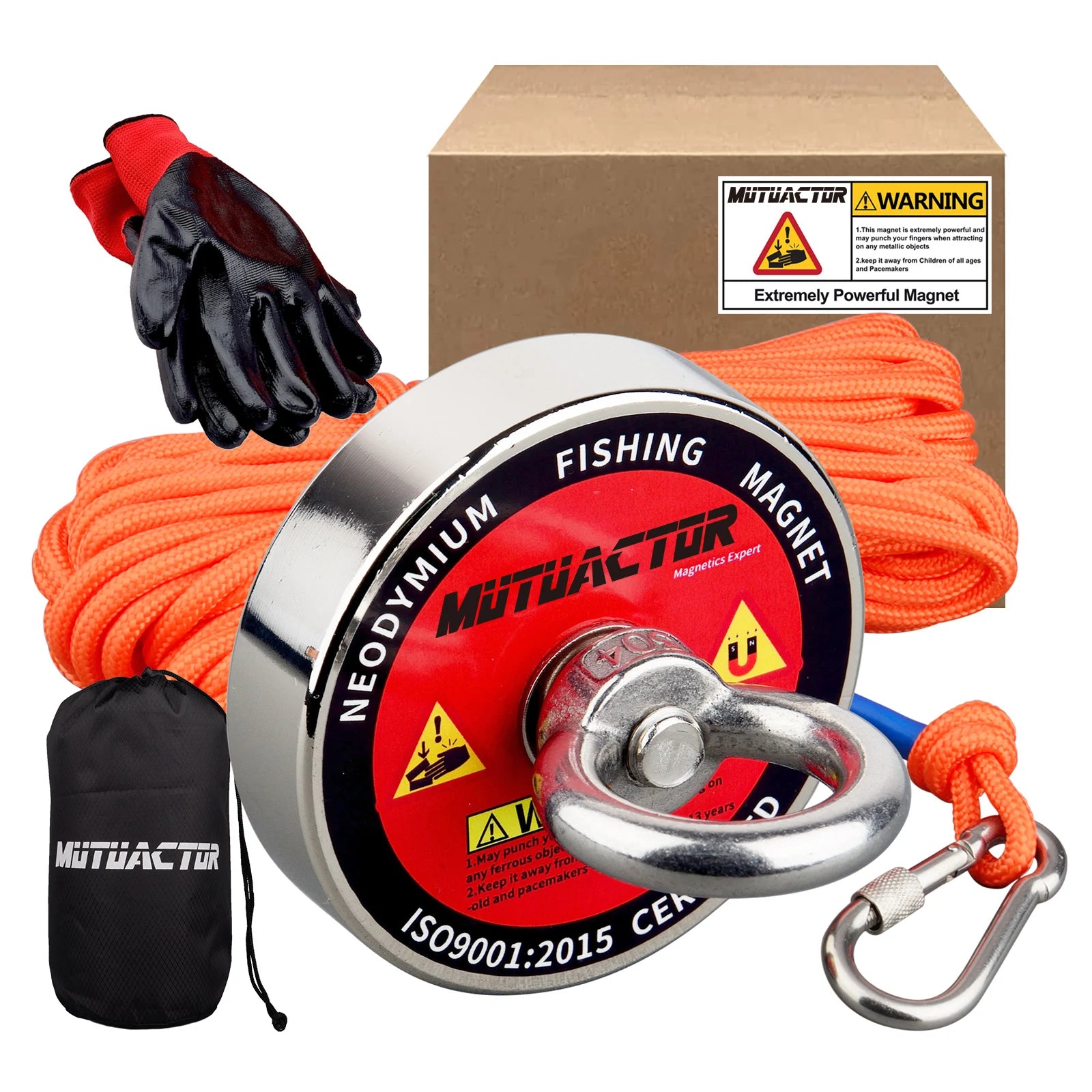 500LB/700/1100LB Salvage Magnet World Large Neodymium N52 Magnets Magnet Strong Fishing Magnet with 15M Rope Gloves Bag