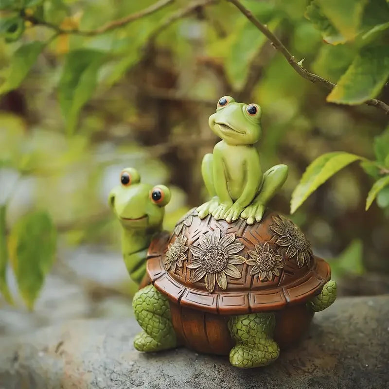 Cute Turtle And Frogs Sculpture Resin Home Garden Decoration Ornaments Animal Statue For Party Room Garden Decor Funny Gift