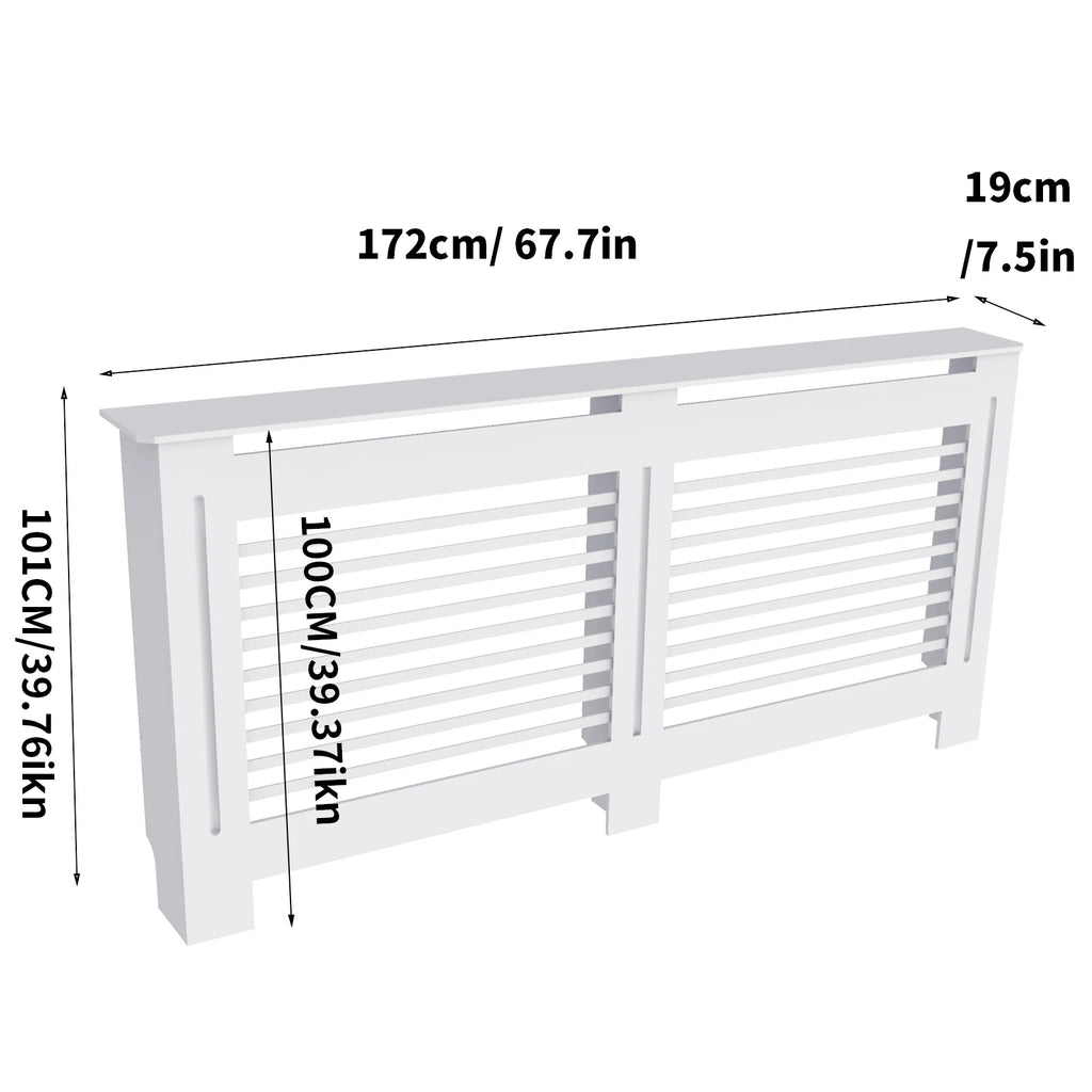 High Radiator Cover Modern Slatted Vertical Radiator Cover MDF Cabinet High Radiators Shelf for Bedroom Living Room Radiators