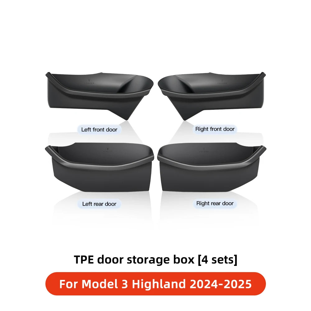 YZ For Tesla Model Y Model 3 Highland 2024 Tesla Door Side Storage Box Front Rear Side Interior Storage Modification Accessories
