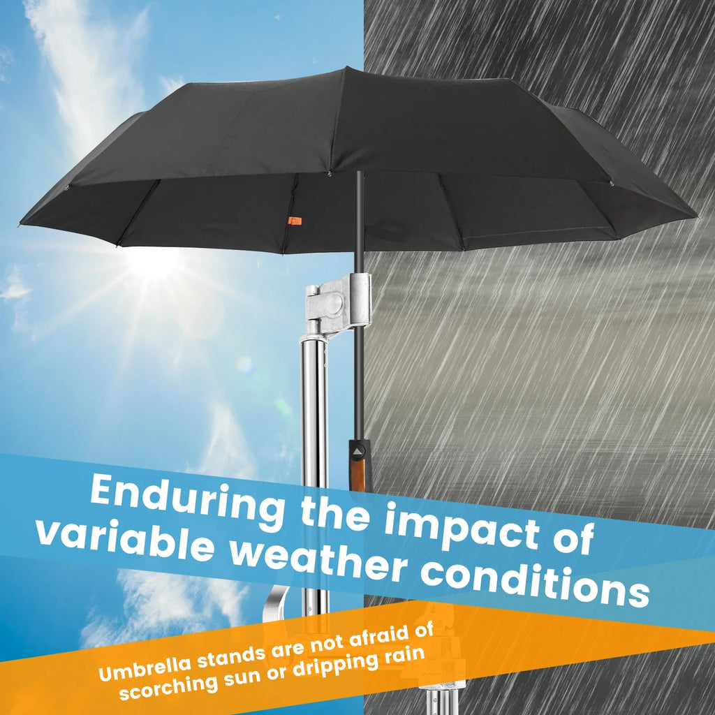 Stroller Umbrella Mount Holder Stainless Steel Adjustable Golf Umbrella Clamp 2/3Fold 360° Rotation Bicycle Sunshade Fixing Clip