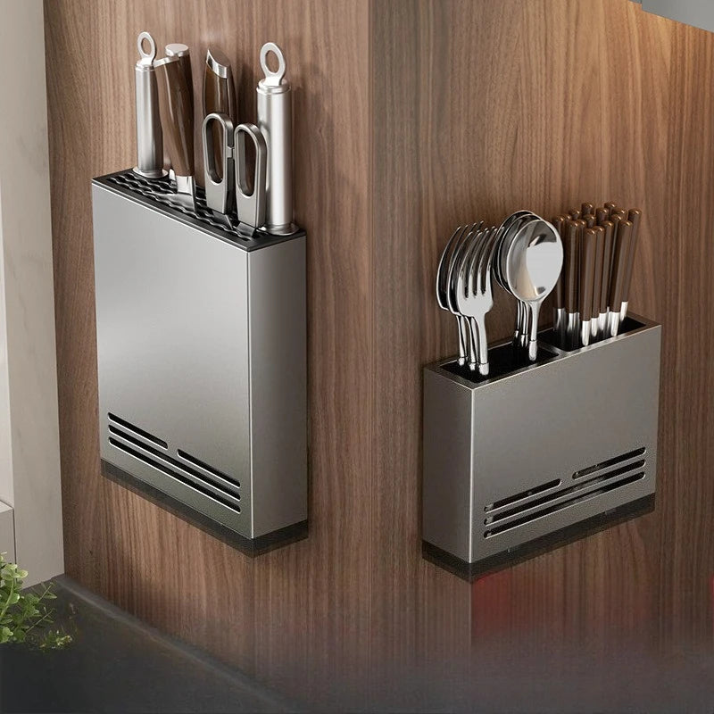 Kitchen Storage Rack Carbon Steel & Plastic Wall-Mounted Non-Drilling Water-Draining Multi-Functional Kitchen Hanging Rack