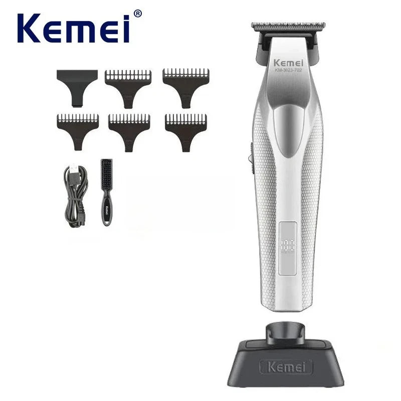 Kemei Barber Professional Hair Clipper and Hair Trimmer Combo Electric Men Zero Gapped Trimmer Fade Finish Hair Cutting Machine