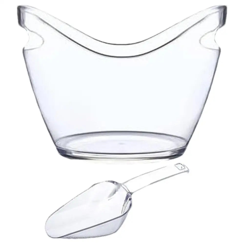 clear Bucket Multifunctional Drink Tub with Scoops Included Large Cooling Ice Bucket for Champagne Wine Beer Bar Supplies