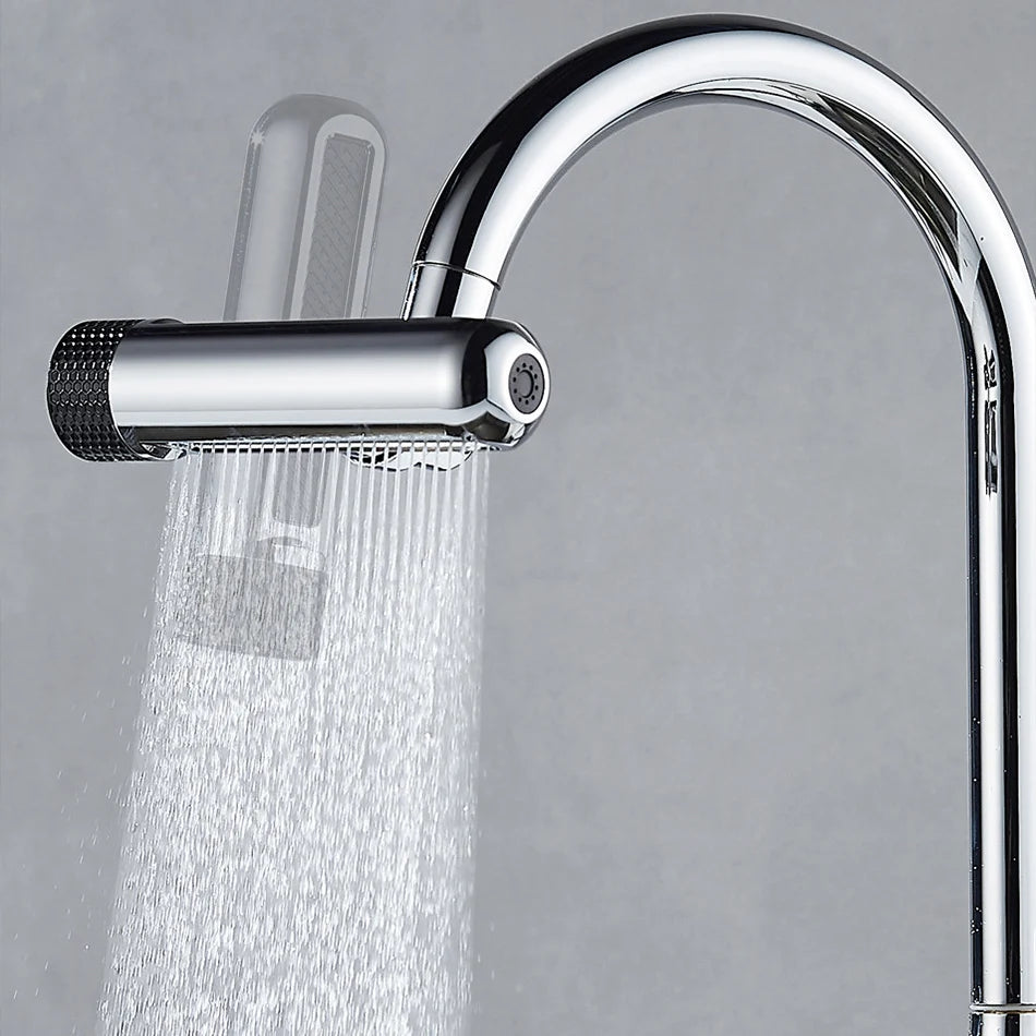 New 6 Modes Kitchen Faucet Waterfall Spout Splash-Proof Universal 360° Rotating Aerator Multi-Function Faucet Spout Extender