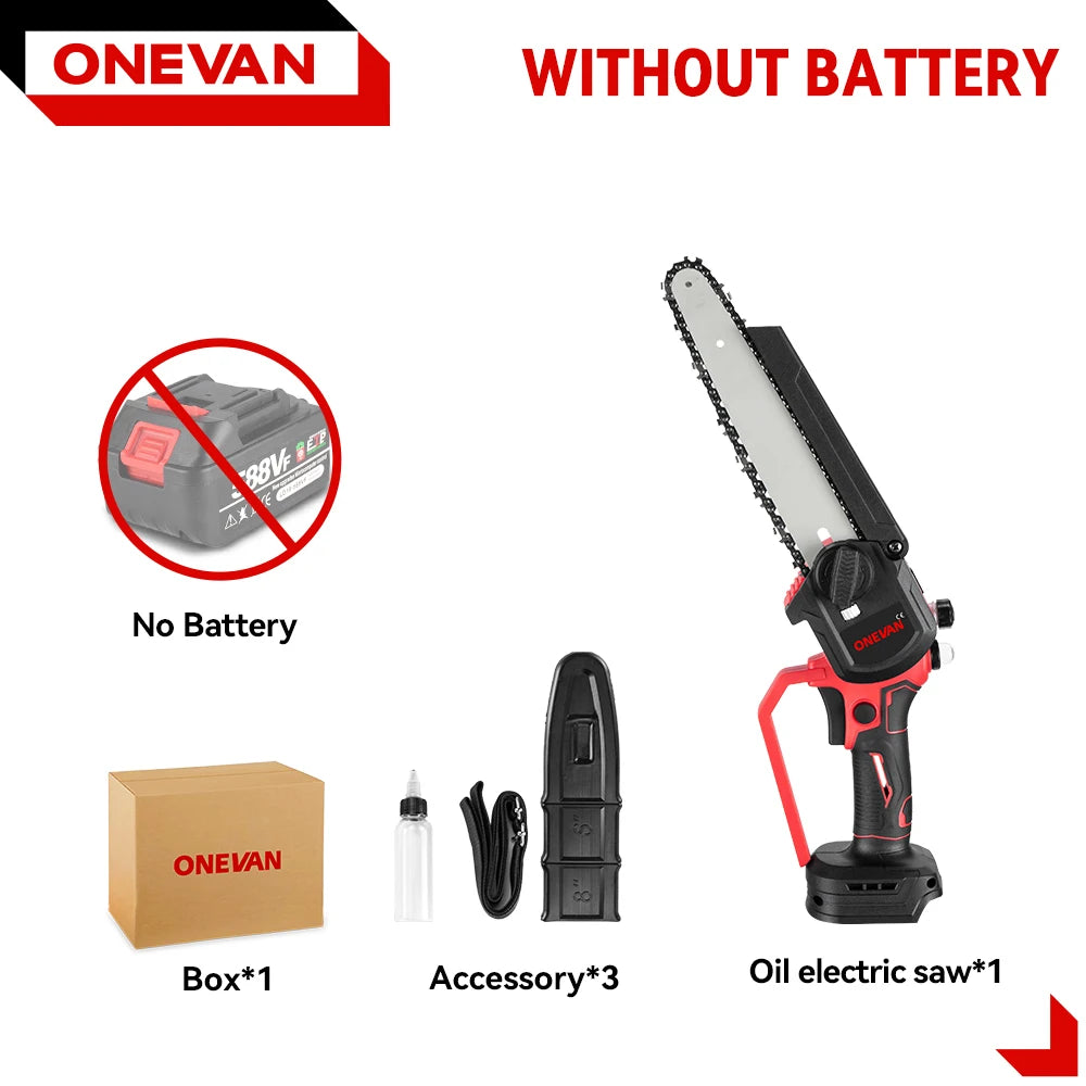8Inch Brushless Electric Saw Cordless Oil Electric Chain Saw Digital Display Woodworking Power Tool For Makita 18V Battery Pin