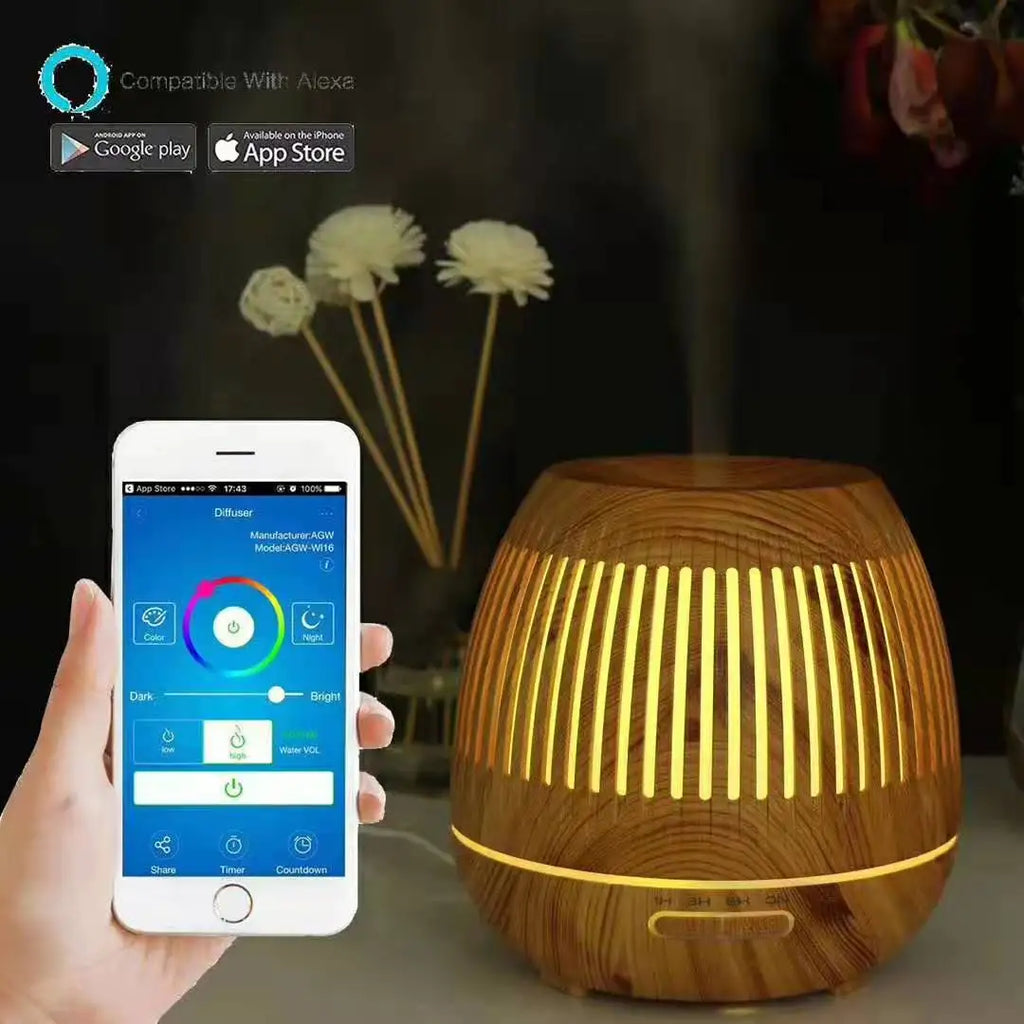 WiFi smart Electric Aroma Diffuser Essential Oil Diffuser 400ML Air Humidifier Ultrasonic Remote Control Mist Maker Home